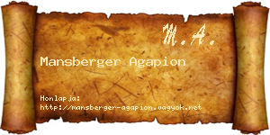 Mansberger Agapion névjegykártya